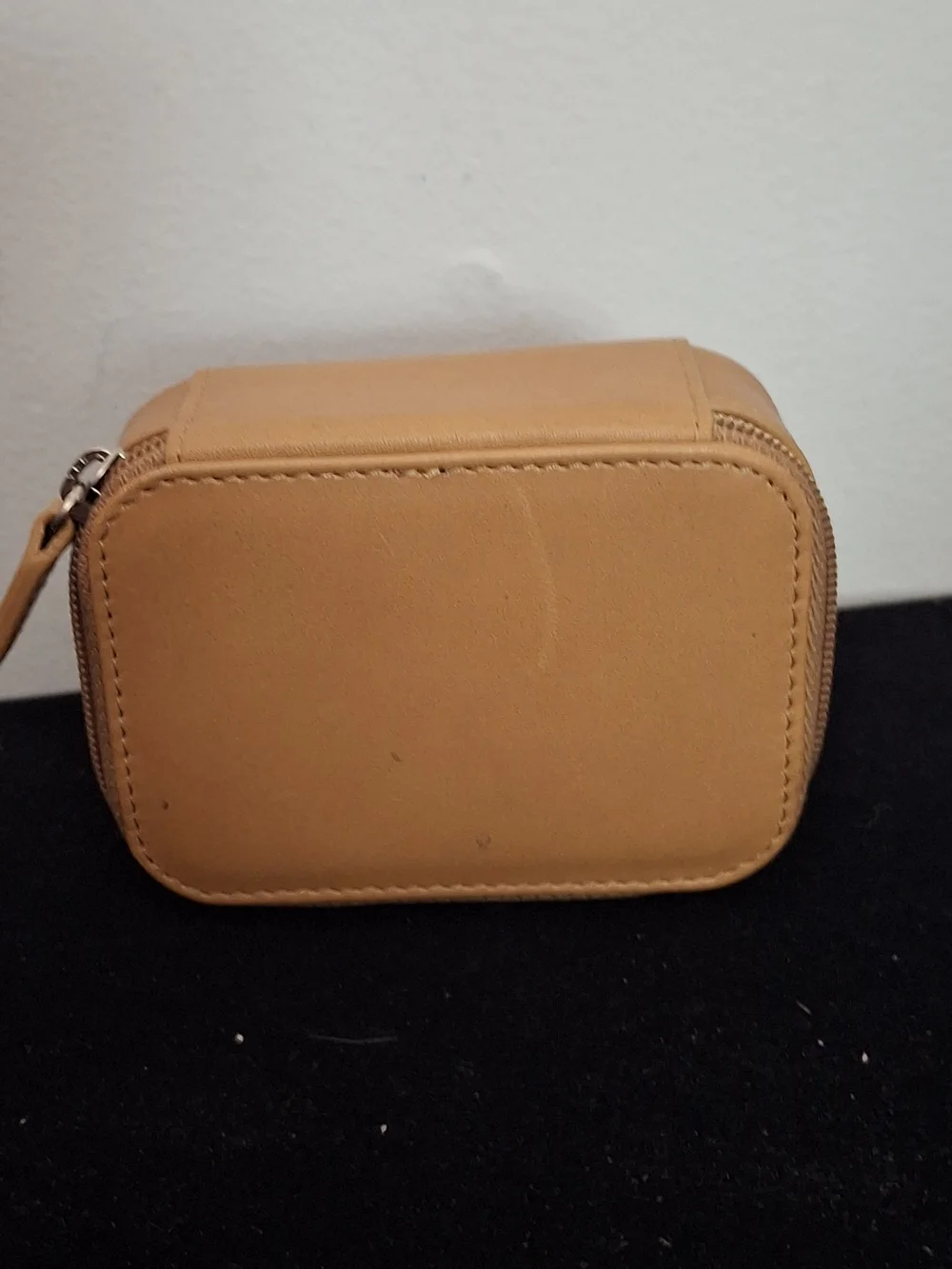 Y2k Coach Tan Leather Compact Zip Pill Box